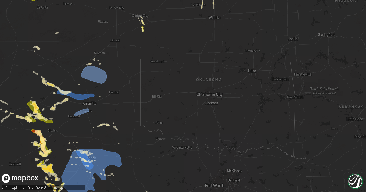Hail map in Oklahoma on May 31, 2024