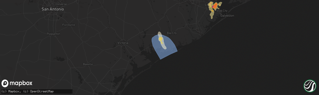 Hail map in Palacios, TX on May 31, 2024