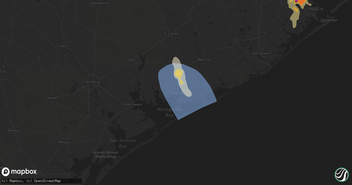 Hail map in Palacios, TX on May 31, 2024