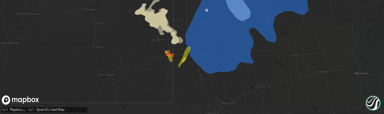 Hail map in Seminole, TX on May 31, 2024