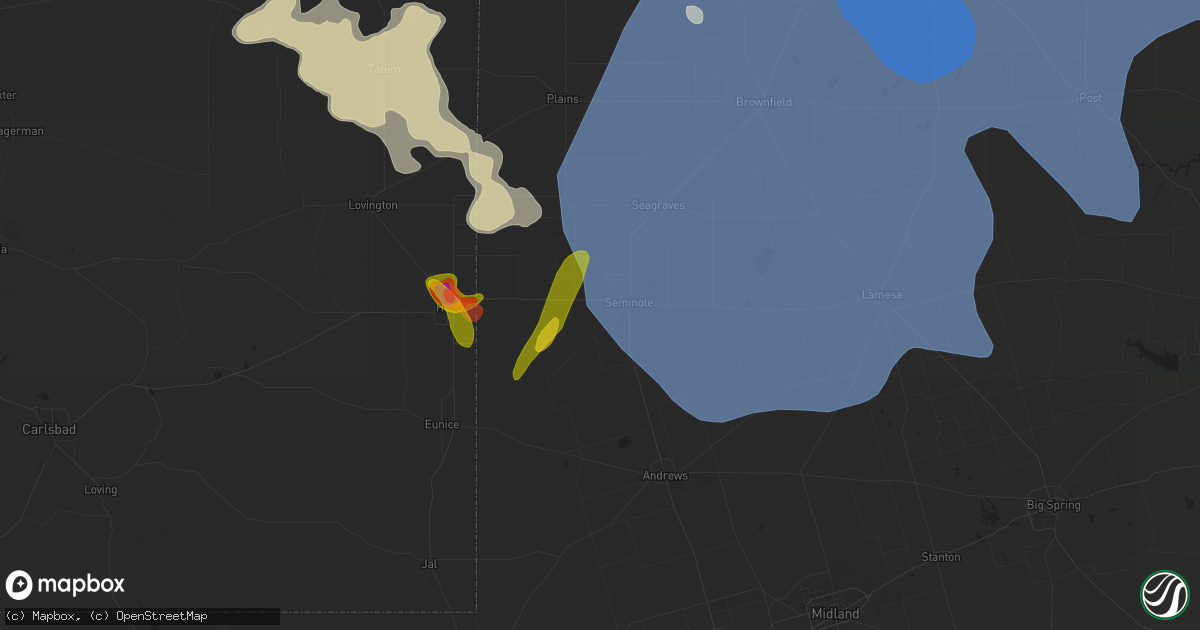Hail map in Seminole, TX on May 31, 2024