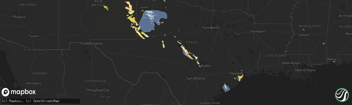 Hail map in Texas on May 31, 2024