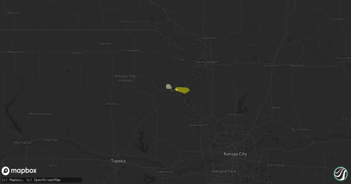 Hail map in Atchison, KS on May 31, 2025