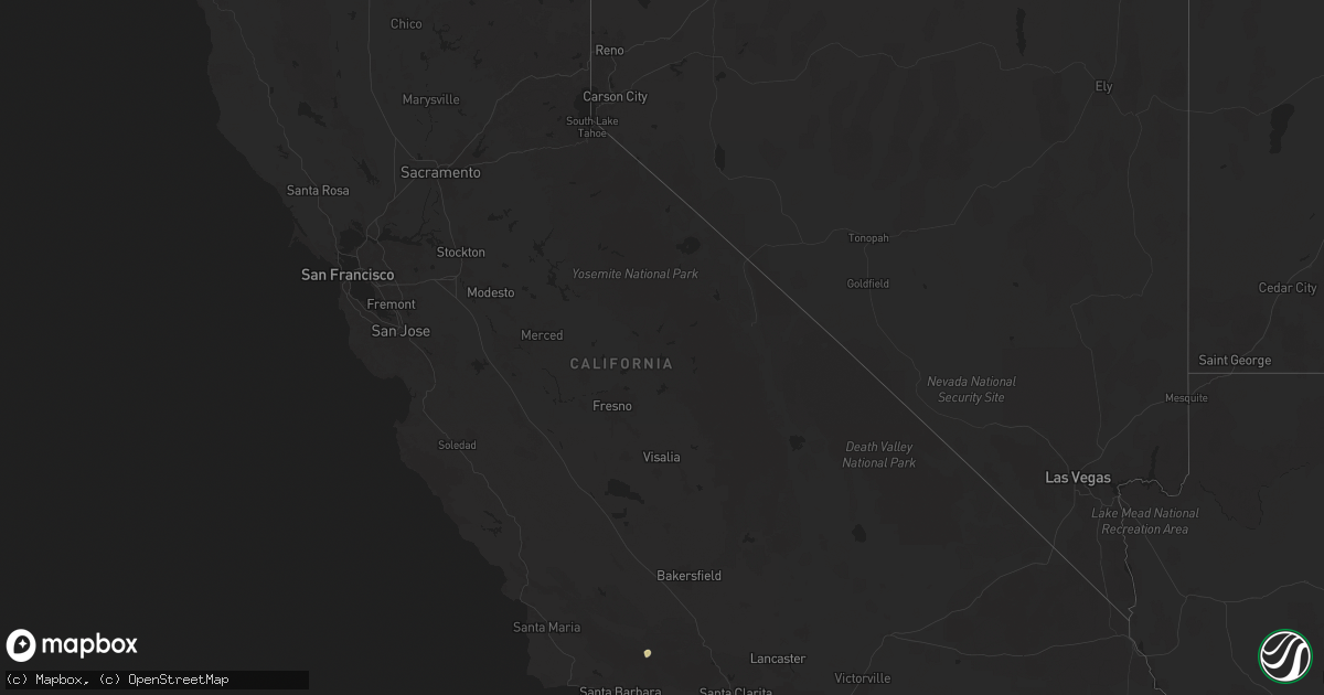 Hail map in California on May 31, 2025
