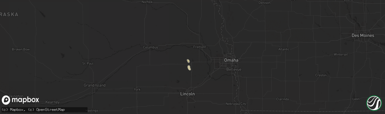 Hail map in Colon, NE on May 31, 2025