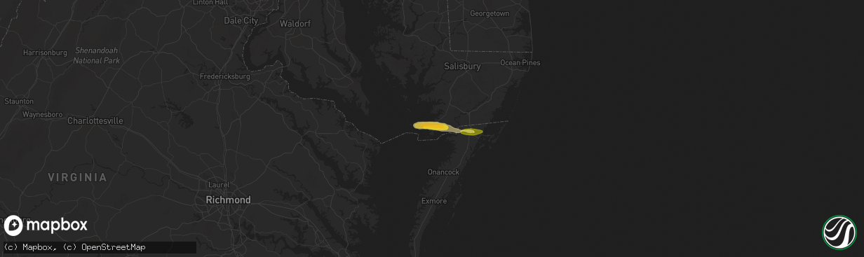 Hail map in Crisfield, MD on May 31, 2025