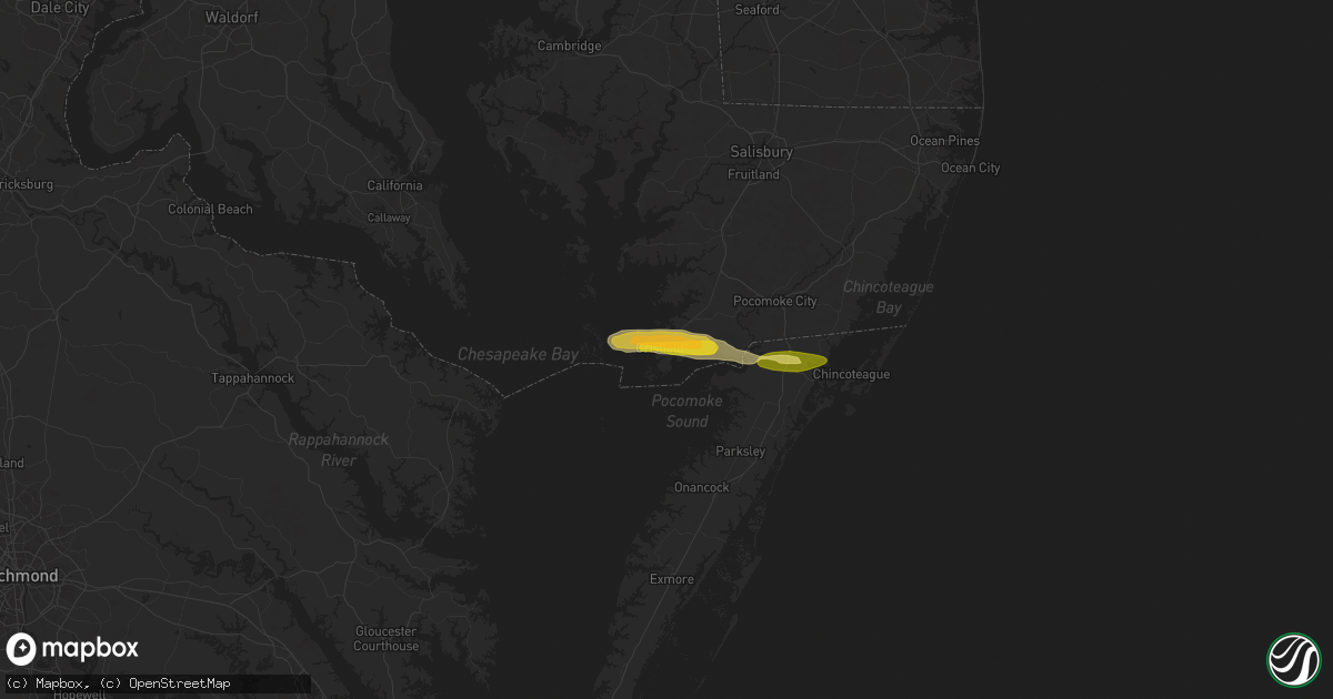 Hail map in Crisfield, MD on May 31, 2025