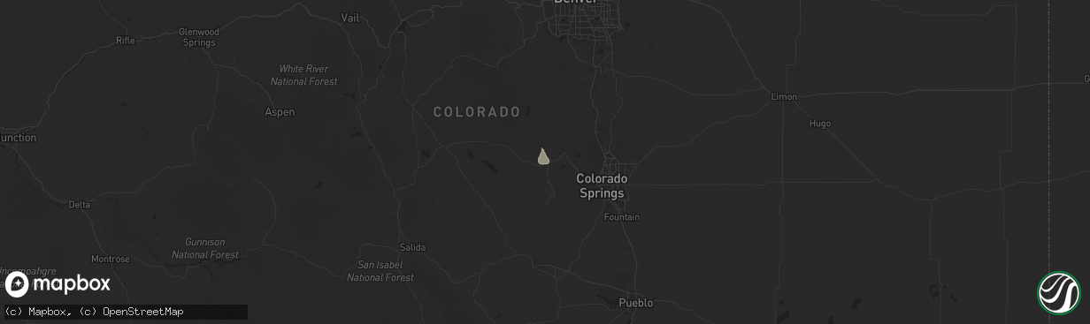 Hail map in Divide, CO on May 31, 2025
