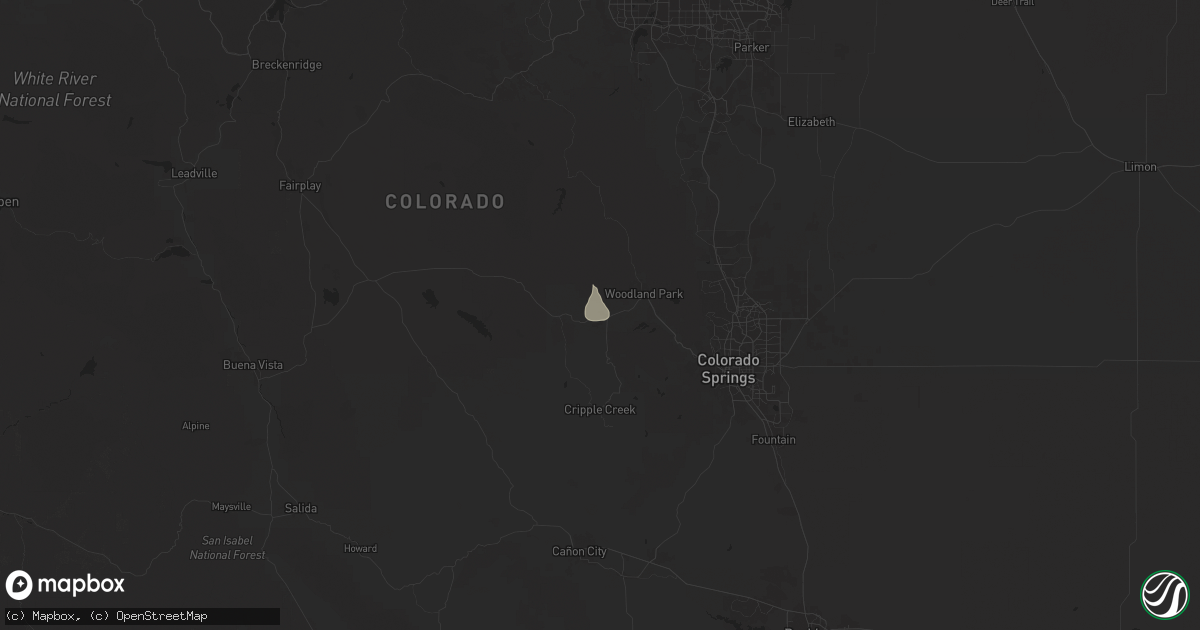 Hail map in Divide, CO on May 31, 2025