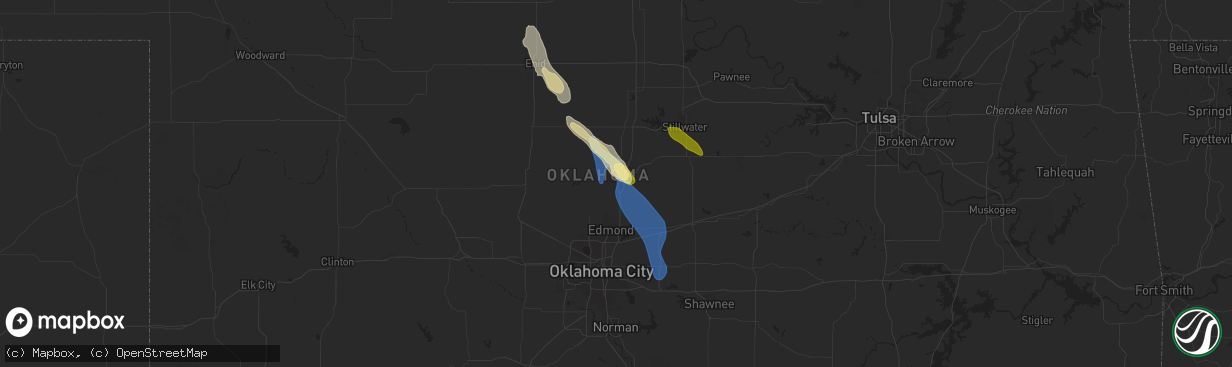 Hail map in Guthrie, OK on May 31, 2025