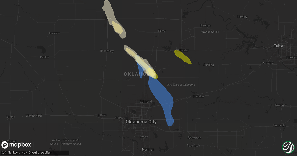 Hail map in Guthrie, OK on May 31, 2025