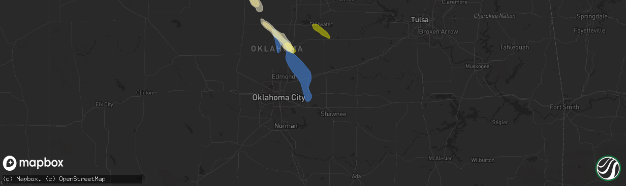 Hail map in Harrah, OK on May 31, 2025