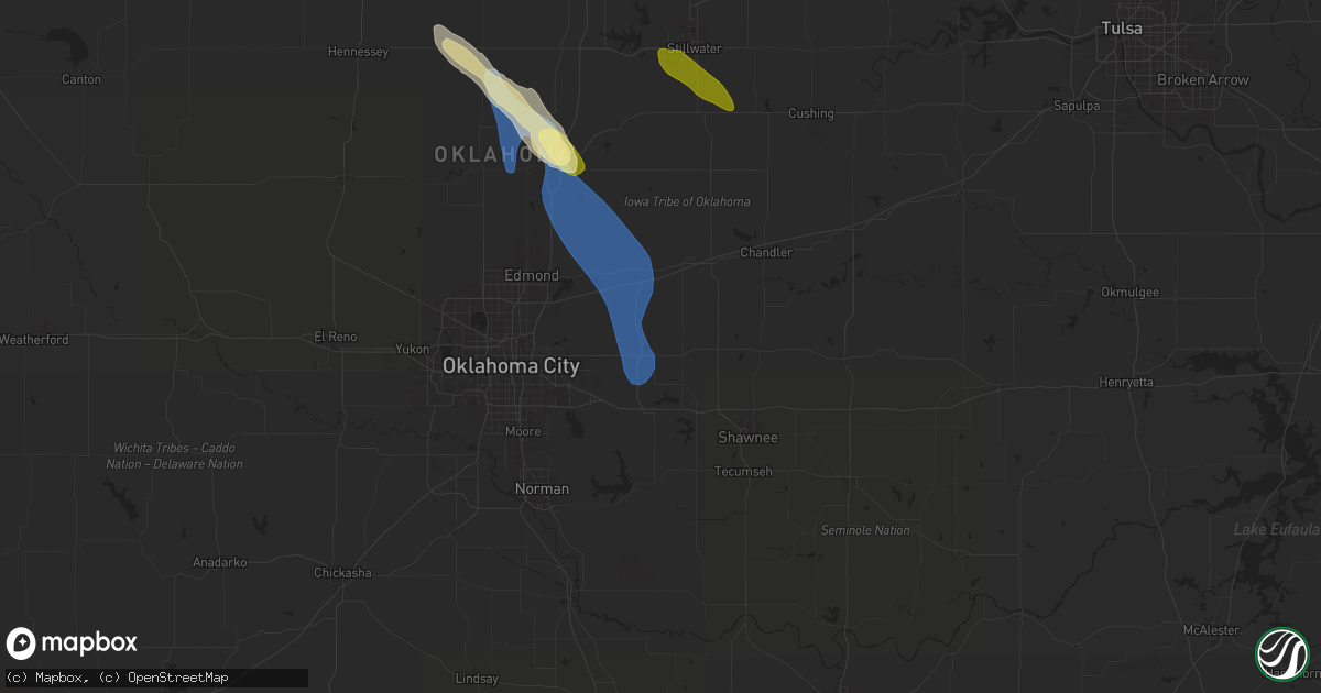 Hail map in Harrah, OK on May 31, 2025