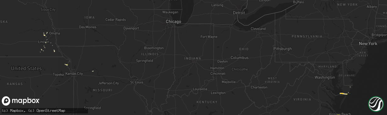 Hail map in Indiana on May 31, 2025