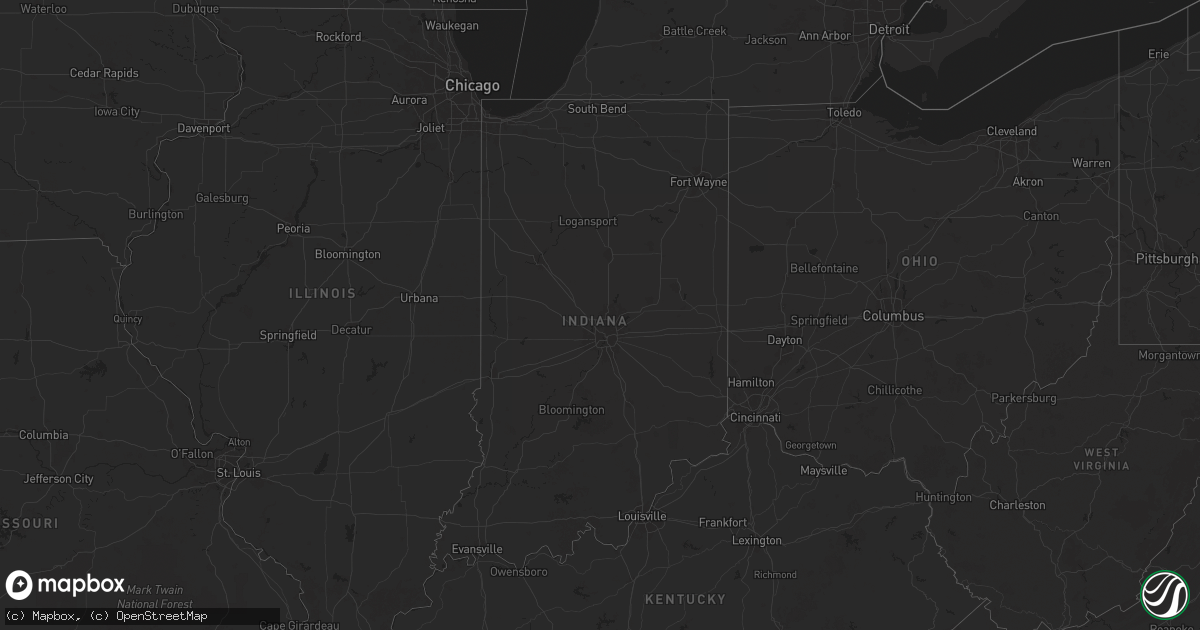 Hail map in Indiana on May 31, 2025