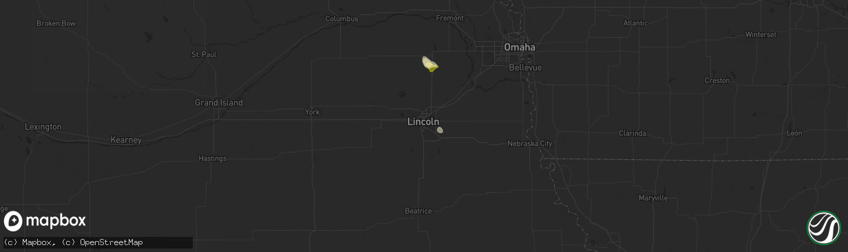 Hail map in Lincoln, NE on May 31, 2025