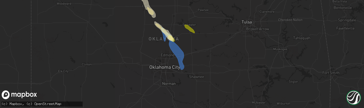 Hail map in Luther, OK on May 31, 2025