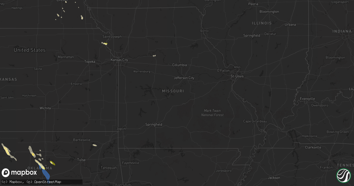 Hail map in Missouri on May 31, 2025