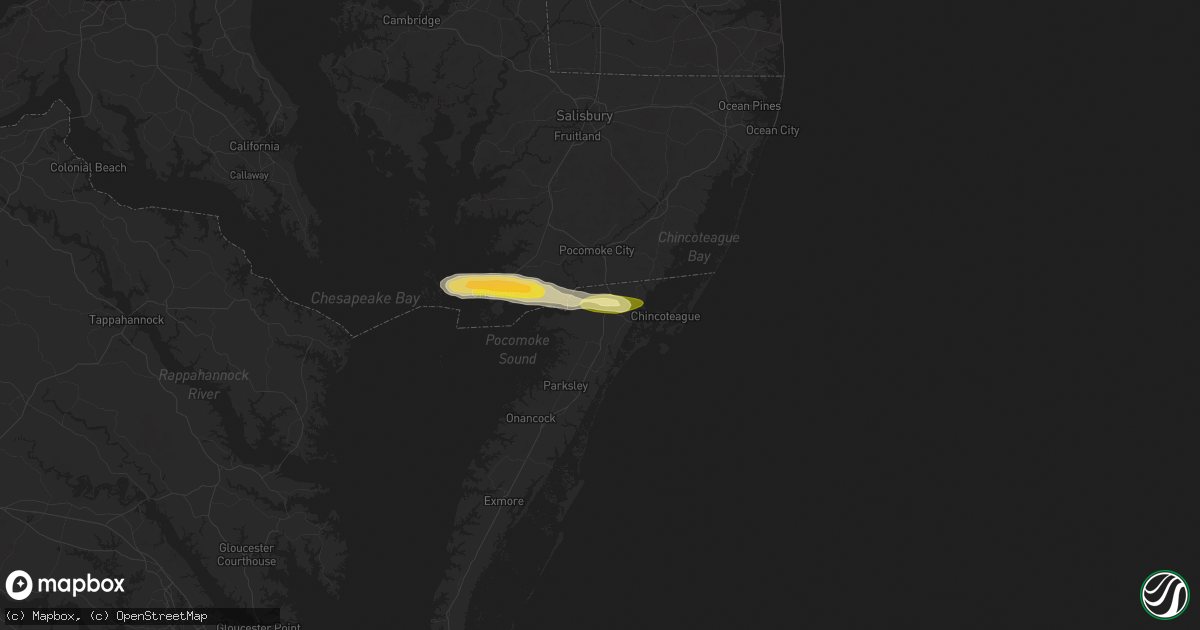 Hail map in Oak Hall, VA on May 31, 2025