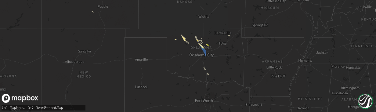 Hail map in Oklahoma on May 31, 2025