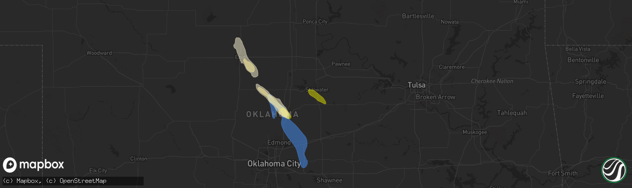 Hail map in Stillwater, OK on May 31, 2025