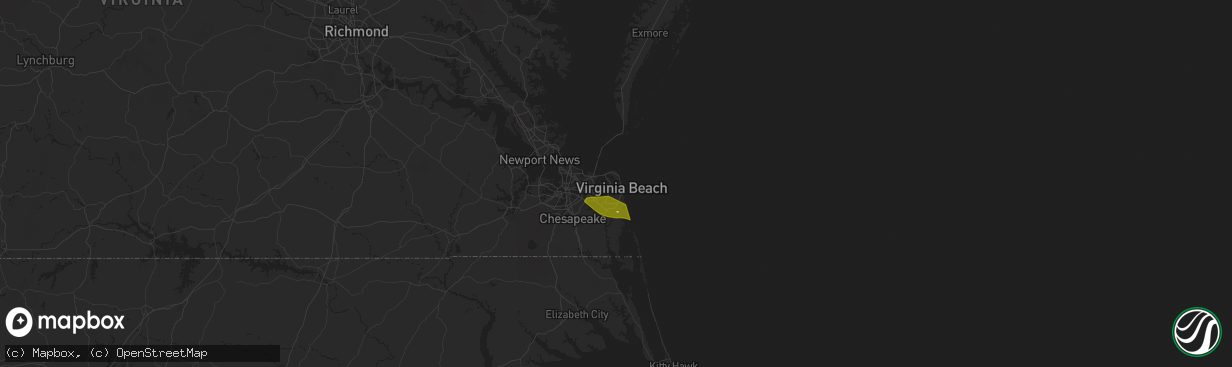 Hail map in Virginia Beach, VA on May 31, 2025