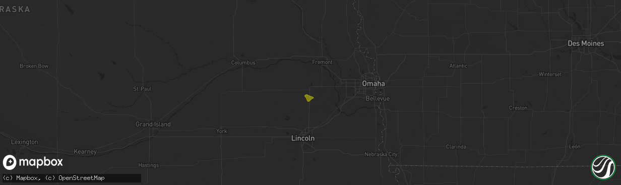 Hail map in Wahoo, NE on May 31, 2025