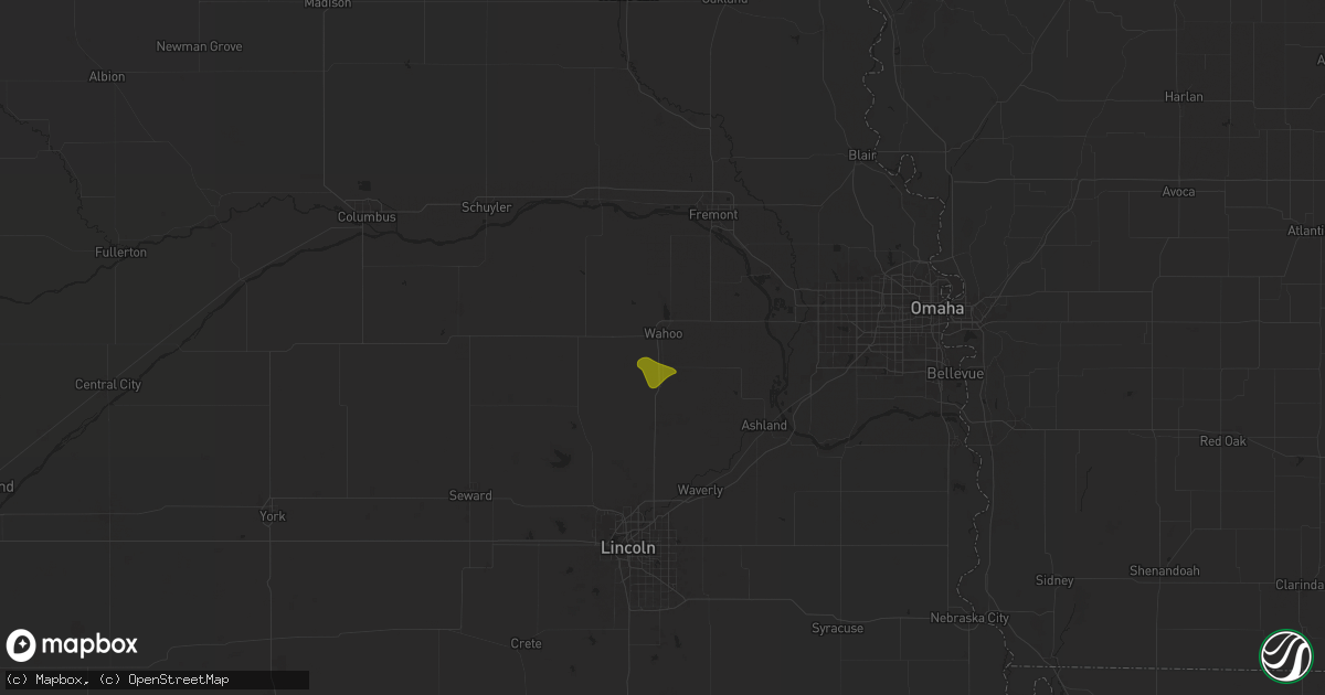 Hail map in Wahoo, NE on May 31, 2025