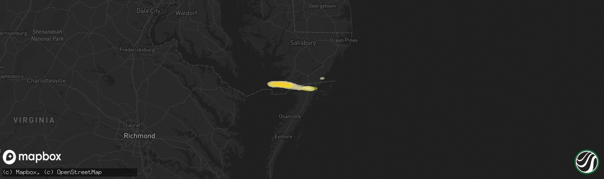 Hail map in Withams, VA on May 31, 2025
