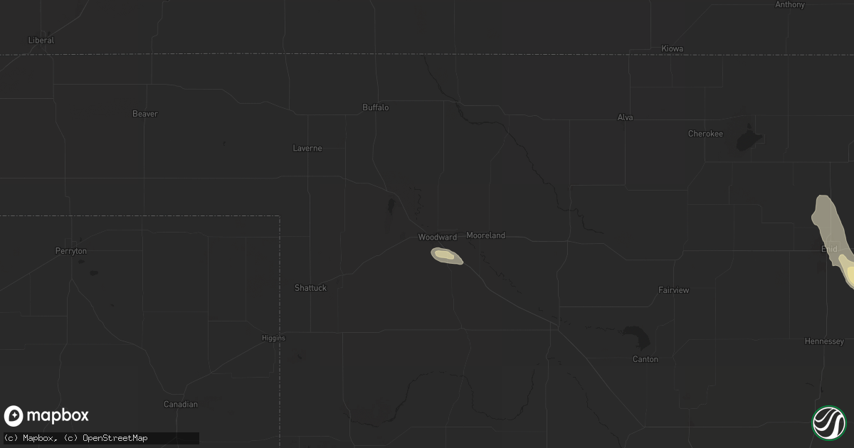 Hail map in Woodward, OK on May 31, 2025