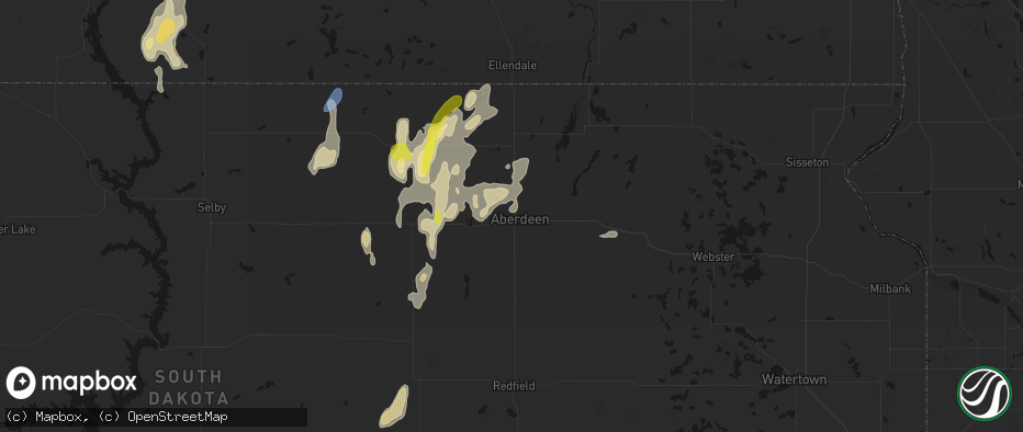 Hail map in Aberdeen, SD on May 31, 2026