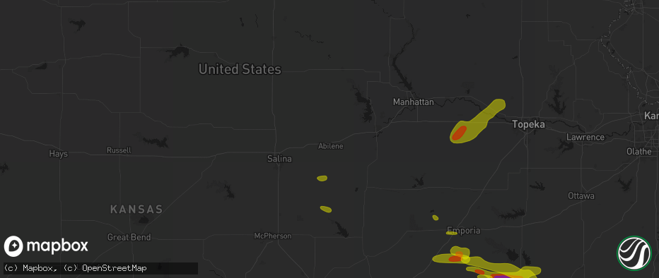 Hail map in Abilene, KS on May 31, 2026