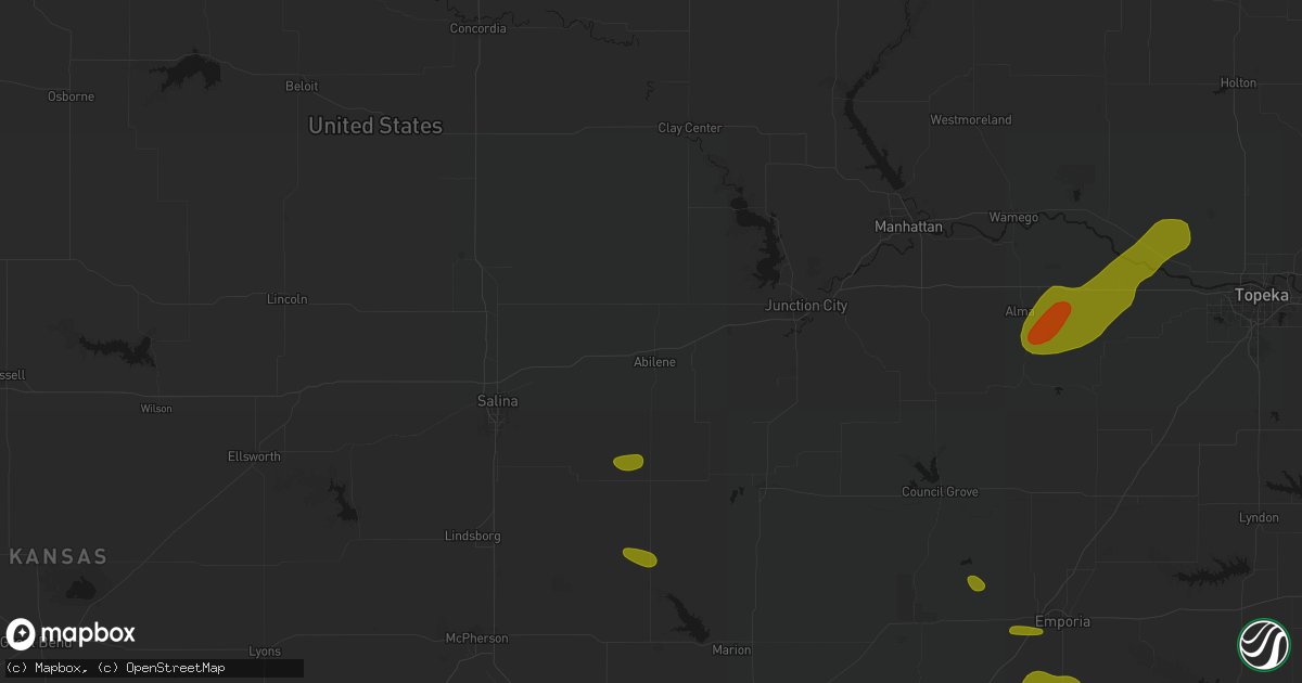 Hail map in Abilene, KS on May 31, 2026