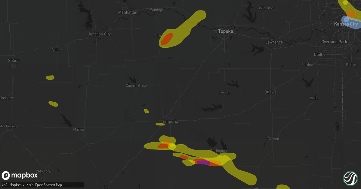 Hail map in Admire, KS on May 31, 2026
