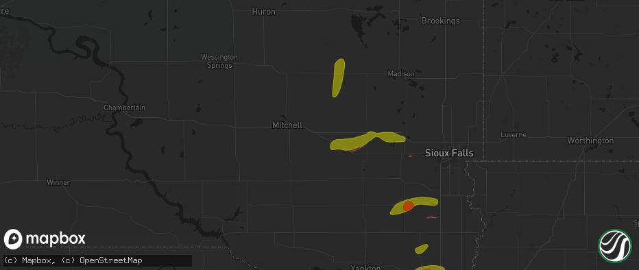 Hail map in Alexandria, SD on May 31, 2026