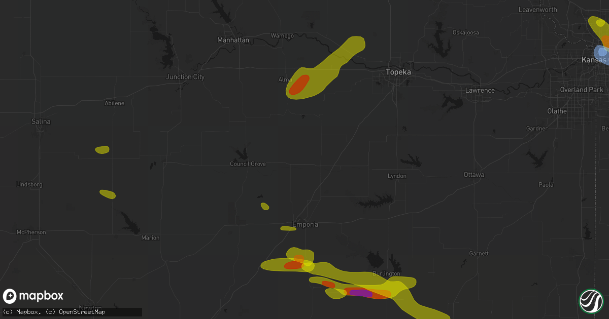 Hail map in Allen, KS on May 31, 2026