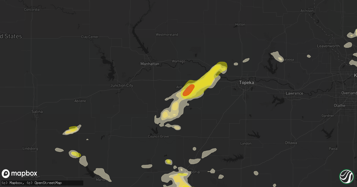 Hail map in Alma, KS on May 31, 2026
