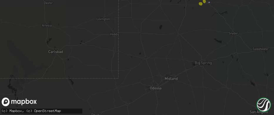 Hail map in Andrews, TX on May 31, 2026