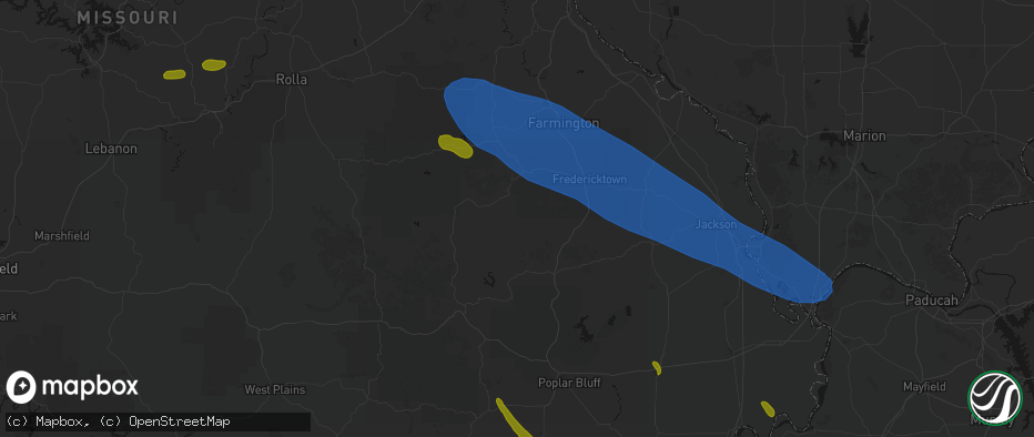 Hail map in Annapolis, MO on May 31, 2026
