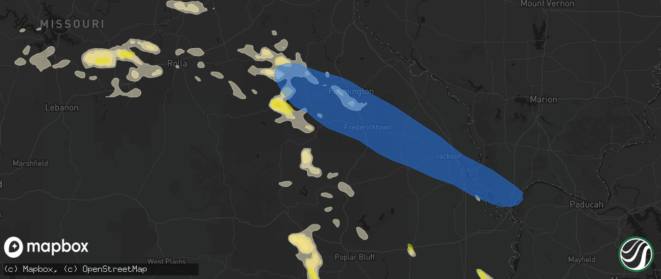 Hail map in Arcadia, MO on May 31, 2026