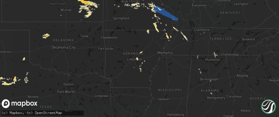 Hail map in Arkansas on May 31, 2026