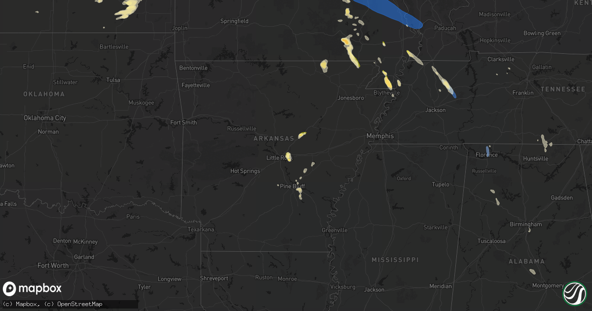 Hail map in Arkansas on May 31, 2026