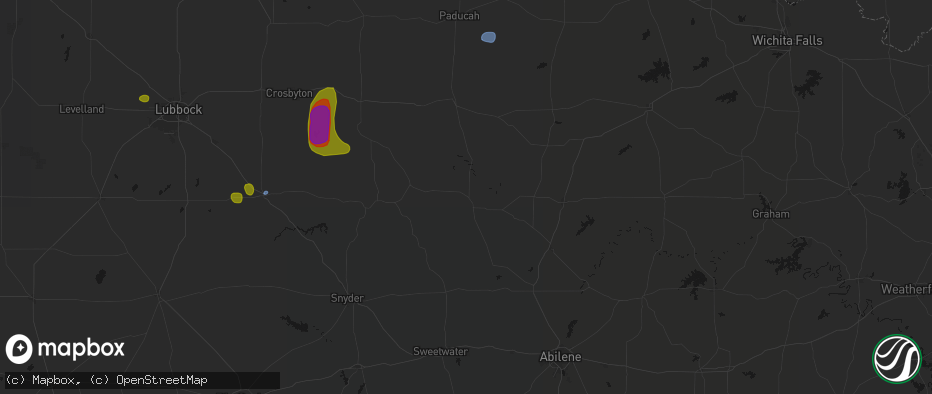 Hail map in Aspermont, TX on May 31, 2026