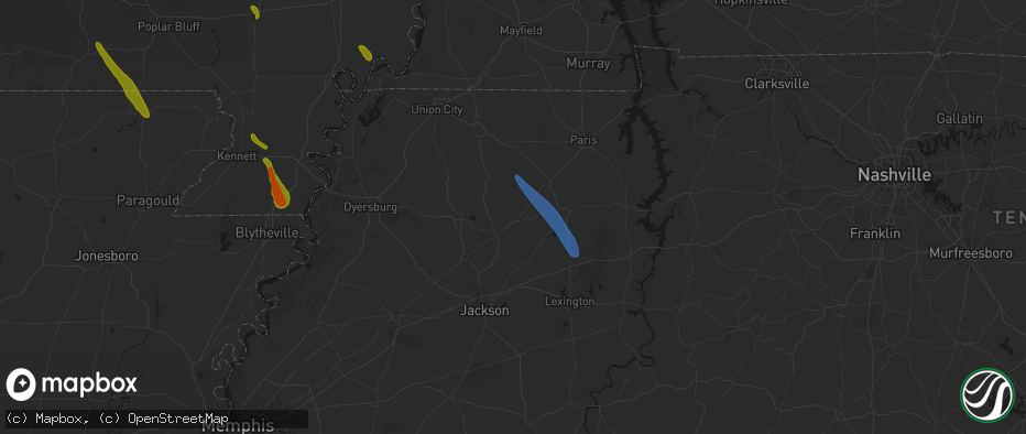 Hail map in Atwood, TN on May 31, 2026