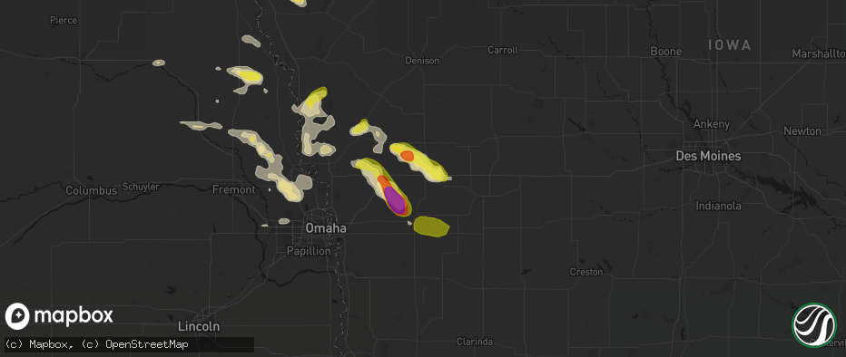 Hail map in Avoca, IA on May 31, 2026
