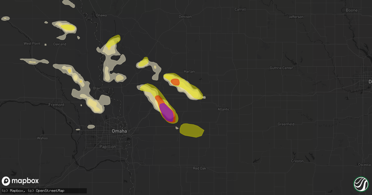 Hail map in Avoca, IA on May 31, 2026