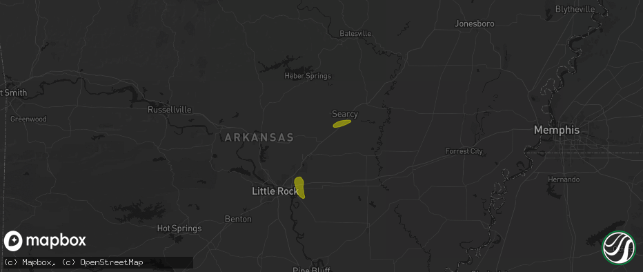 Hail map in Beebe, AR on May 31, 2026