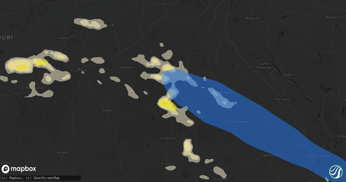 Hail map in Belgrade, MO on May 31, 2026