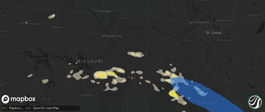 Hail map in Belle, MO on May 31, 2026