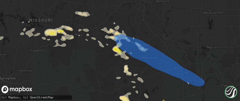 Hail map in Belleview, MO on May 31, 2026
